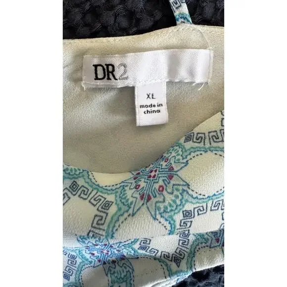 DR2 Cold Shoulder Top Geometric Bohemian Lined V-neck Blouse XL - Picture 4 of 8